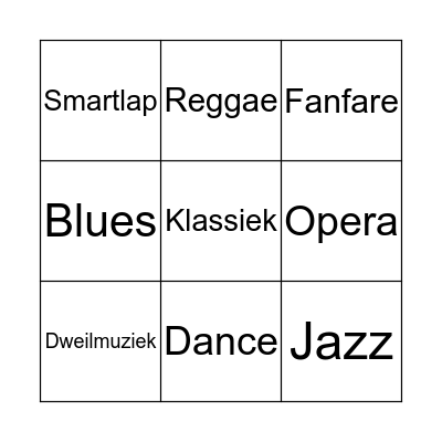 Muziekbingo Card