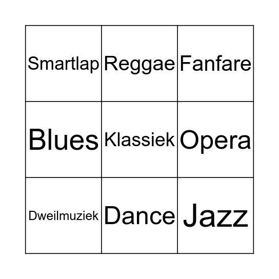 Muziekbingo Card