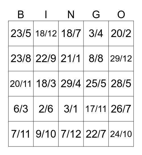 Los Cumpleaños Bingo Card