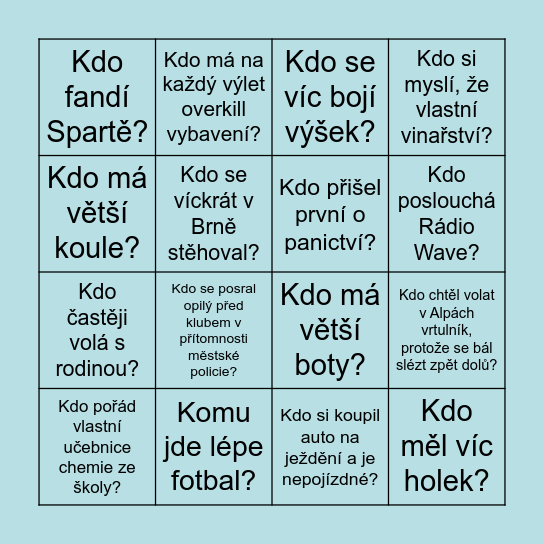 Honza nebo Martin BINGO! Bingo Card