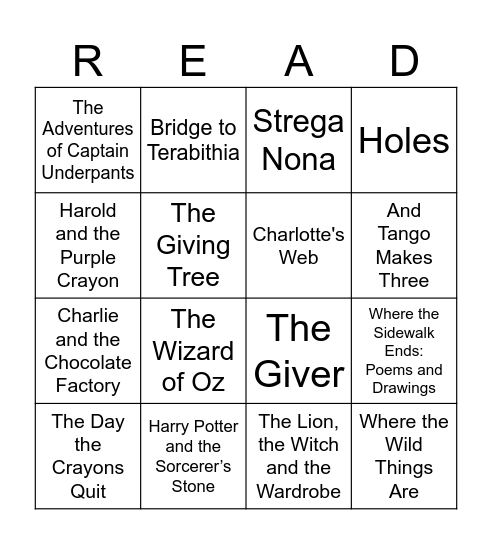Banned Book Bingo Card
