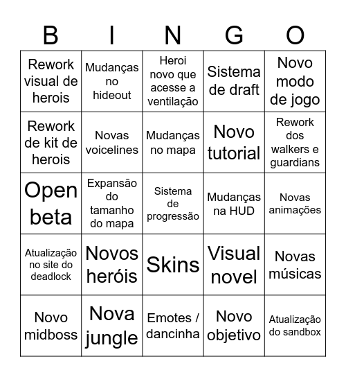 DEADLOCK MAJOR PATCH Bingo Card