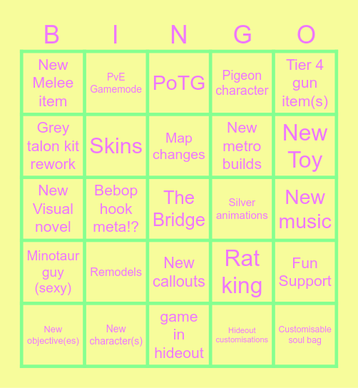 Patchmas Bingo Card