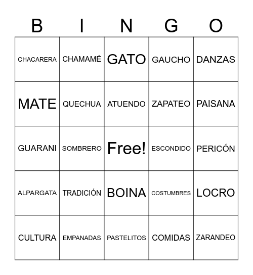 BINGO Card