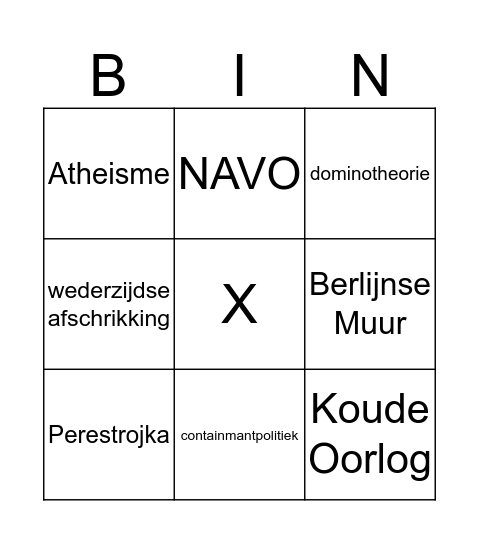 hoofdstuk 5 Bingo Card