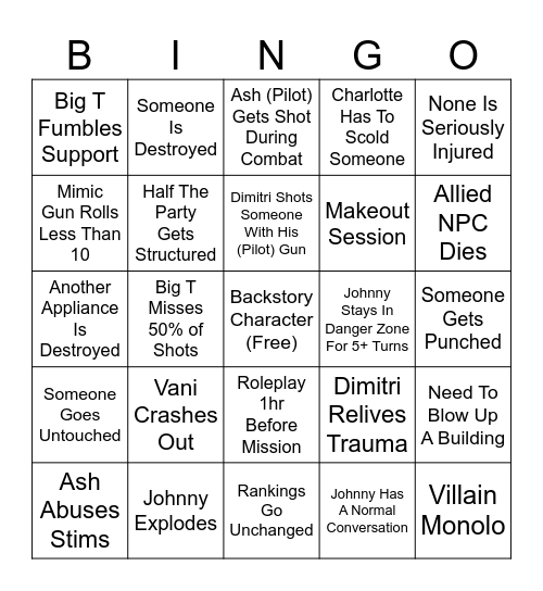 Re-Education Center Bingo Card