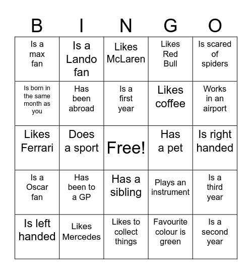 Grill The Grid Bingo Card
