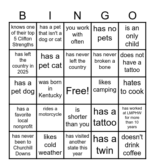 Annual Meeting People Bingo Card