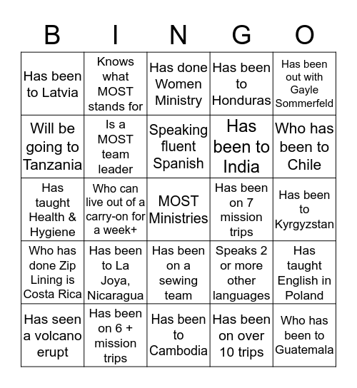 Find Someone Who... Bingo Card