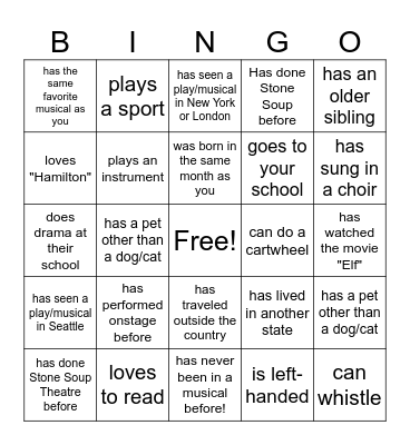 Find someone who... Bingo Card