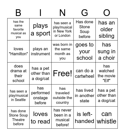 Find someone who... Bingo Card