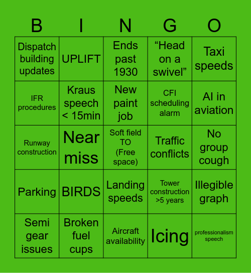 Fall 2026 Safety Seninar Bingo Card
