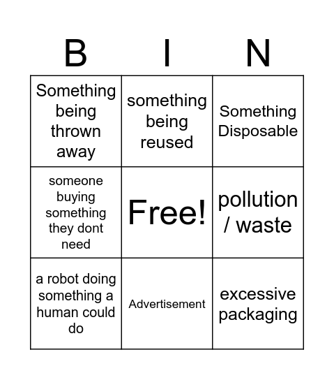 Buy n Large Bingo Card