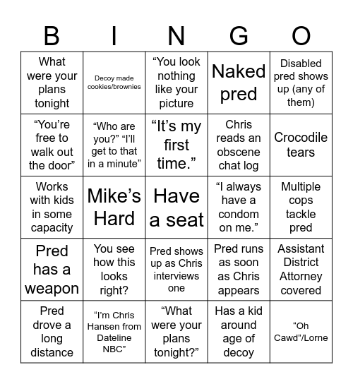 Primetime Bingo Card