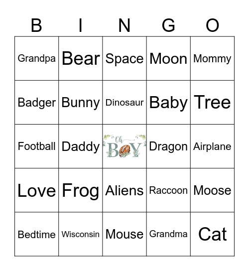 Baby Book Bingo Card