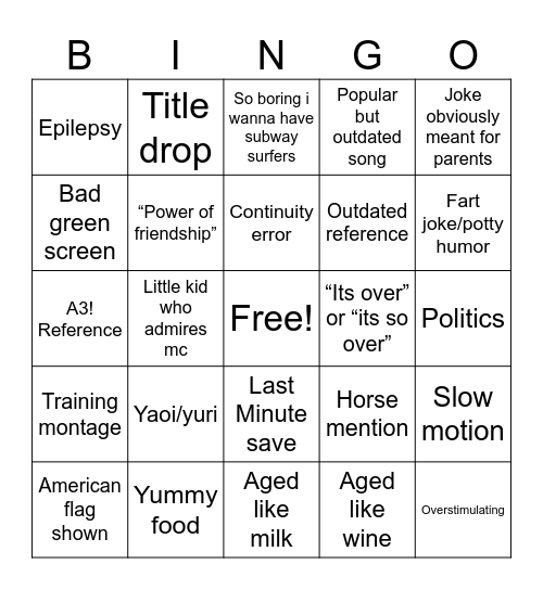 Spacial jammings Bingo Card