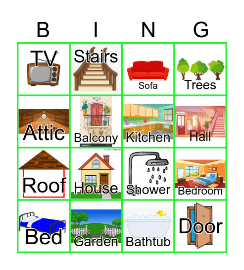 Parts of the House Bingo Card