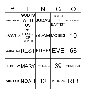 BIBLE  Bingo Card