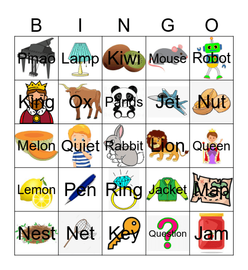 School Phonics Jj-Rr Bingo Card