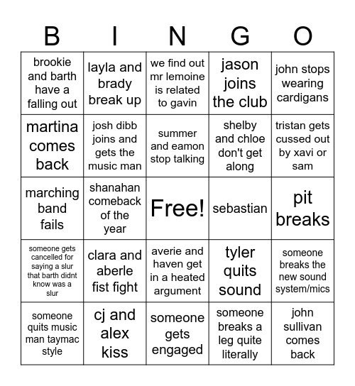 drama drama Bingo Card