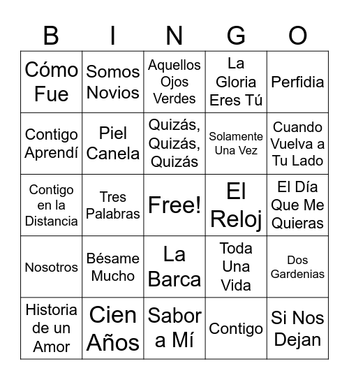 DIA INTERNACIONAL DE LA MUSICA - Años Dorados / Boleros Bingo Card