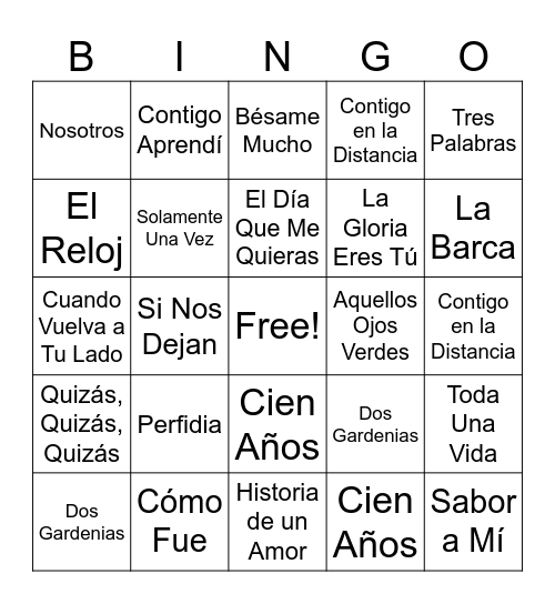DIA INTERNACIONAL DE LA MUSICA - Años Dorados / Boleros Bingo Card