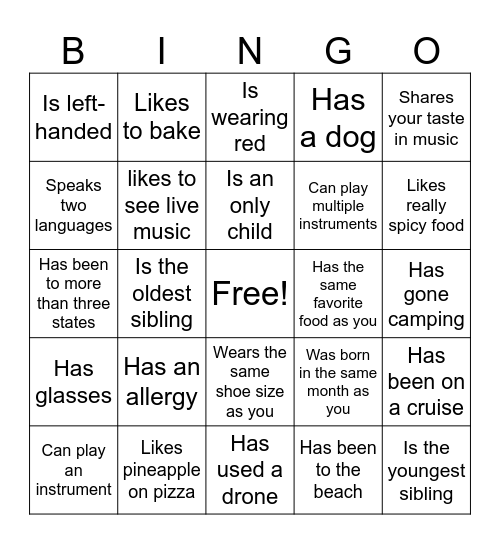 Icebreaker Bingo: Find Someone Who Bingo Card
