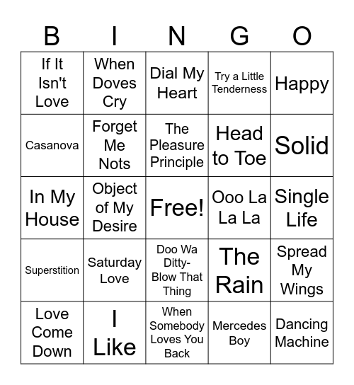 TV Classics: All Aboard Next Stop: Soul Train Bingo Card