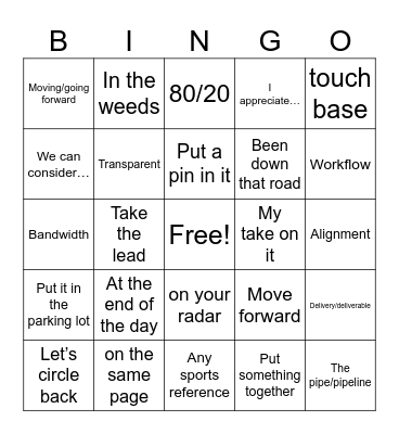 Conference Call Bingo Card