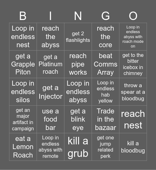 WHITE KNUCKLE BINGO 1 Bingo Card