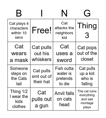 Cat Bingo Card