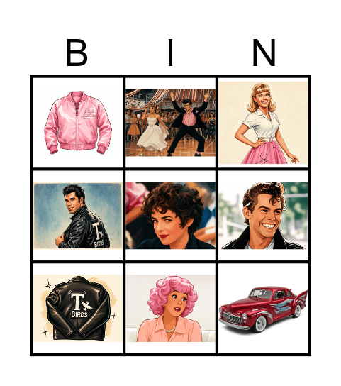 Grease bingo Card