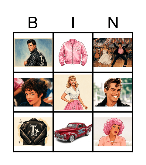 Grease bingo Card