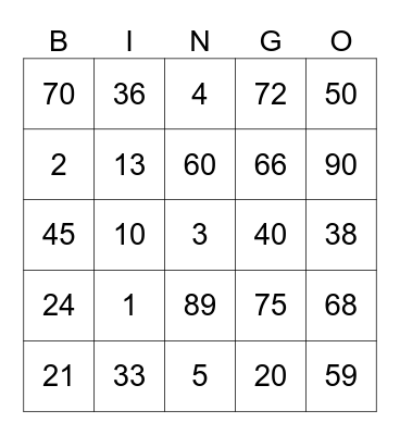 Untitled Bingo Card