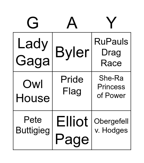 HSAS GSA BINGO Card