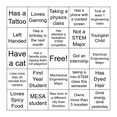 Get To Know You BINGO! Bingo Card