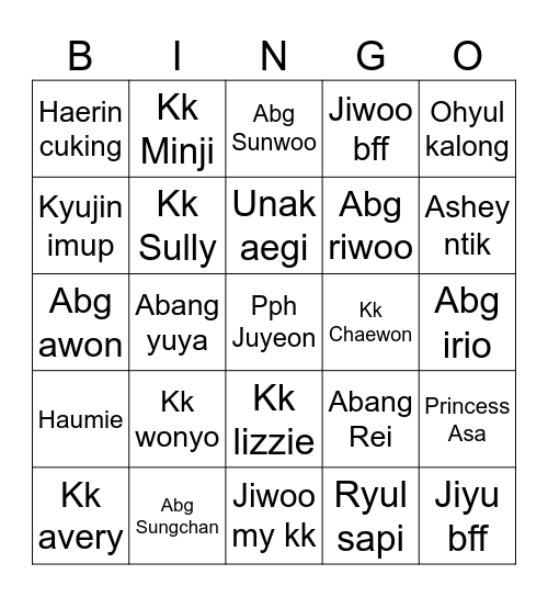 Bingo Bing Bing with Kyujin! Bingo Card