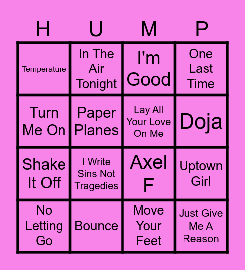 Hump Day Hits 8 (Round 2) Bingo Card
