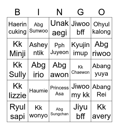 Bingo Bing Bing with Kyujin! Bingo Card
