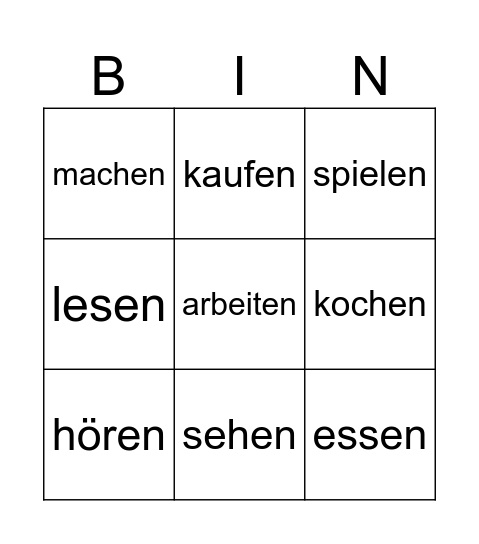 Perfekt Bingo Card