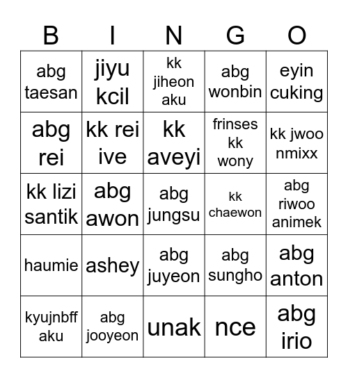 Bingo Bing Bing with Kyujin! Bingo Card