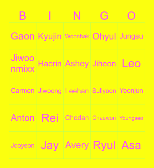 Bingo Bing Bing with Kyujin! Bingo Card
