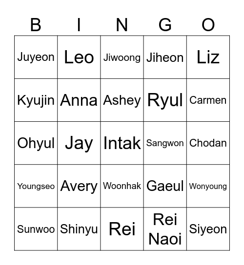 Bingo Bing Bing with Kyujin! Bingo Card