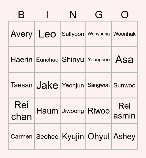 Bingo Bing Bing with Kyujin! Bingo Card