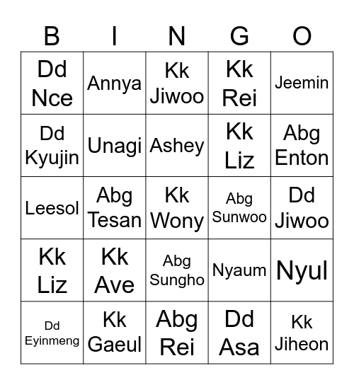 Bingo Bing Bing with Kyujin! Bingo Card
