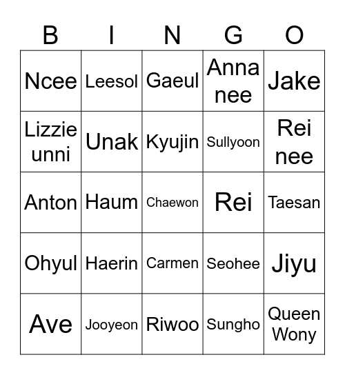 Bingo Bing Bing with Kyujin! Bingo Card
