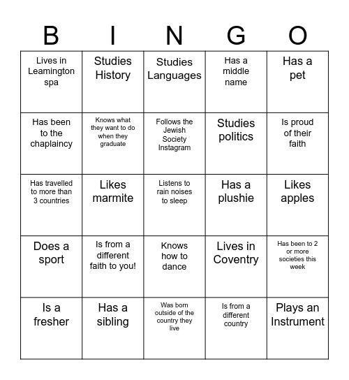 Interfaith LGBTQ+ Bingo! Bingo Card