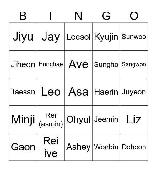 Bingo Bing Bing with Kyujin! Bingo Card