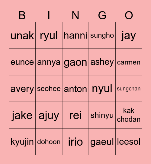 Bingo Bing Bing with Kyujin! Bingo Card