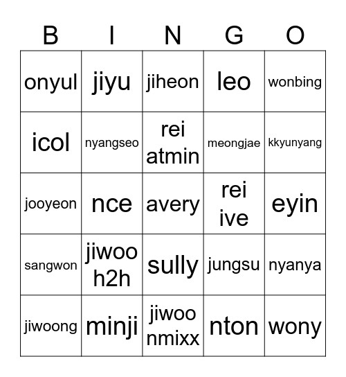 Bingo Bing Bing with Kyujin! Bingo Card